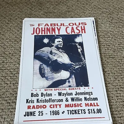 Johnny Cash Bob Dylan Radio City Music Hall 1986 Poster 11 X 17 (355) • $18.47