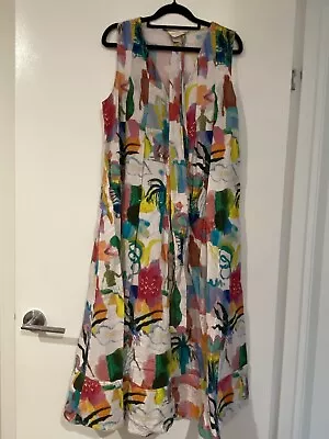 Gorman X Becky Blair Shadow Pattern Multicoloured Cotton Dress Sz 10 • $20