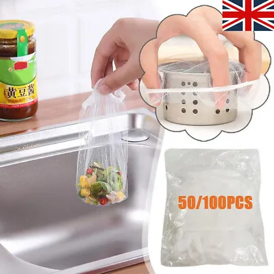 50-100X Kitchen Drain Net Bag Mesh Residue Hair Filter Sink Garbage Strainer UK • £4.55