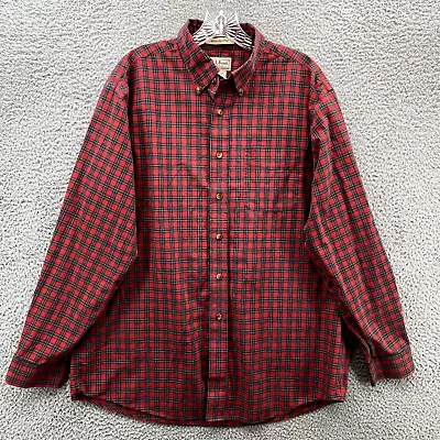 L.L. Bean Shirt Adult Large Red Plaid Long Sleeve Wrinkle Free Outdoor Wear Mens • $19.27