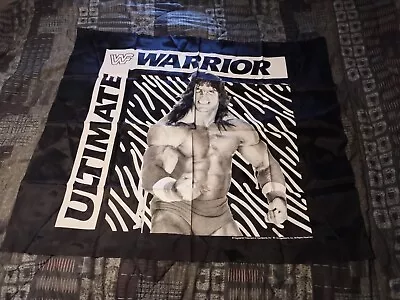 WWF Vintage 1988 Ultimate Warrior Banner Flag Nylon Tapestry Wall Hanging 40x45 • $29.99