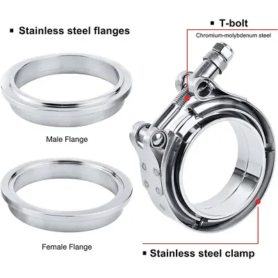 3 Inch V Band Clamp Kit Male Female Flange Stainless Steel SS Turbo Exhaust 3  • $12.99