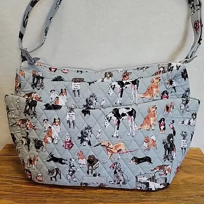 VERA BRADLEY Large On The Go Crossbody NWT  Dog Show  Blue Shoulder Purse  • $84.99