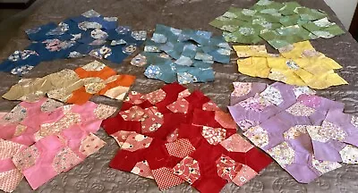 Lot Of 76 Vintage 1930/40s Hand Pieced 6.5  Bow Tie Quilt Blocks • $22.50