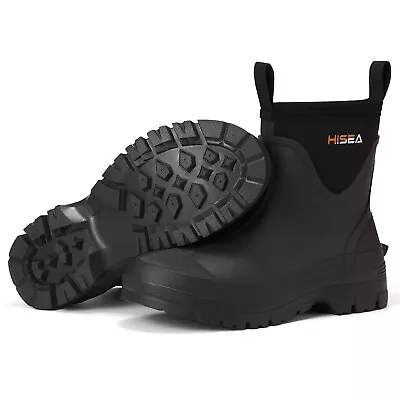 HISEA Men Neoprene Rubber Chelsea Rain Boots Waterproof Warm Mud Cold/Snow Boot • $51.99