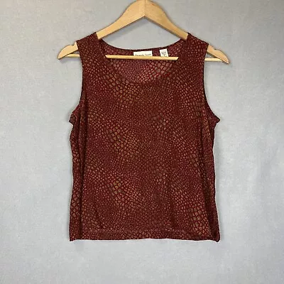 $13.99 • Buy Amanda Smith Tank Top Womens Small Red Silk Pullover Scoop Lightweight- 2241