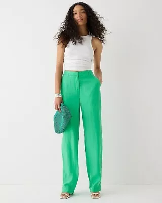 J Crew Trouser Summer Green Drapey Cupro-blend High-rise Straight Leg Size 4 • $22.99