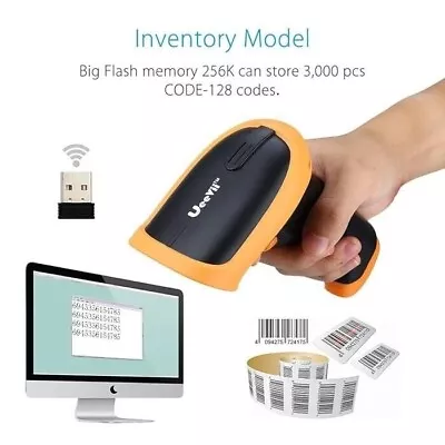 UeeVii 2 In 1 1D Wireless Barcode Scanner USB 2.0 Wired Bar Code Scanner Support • $18.98