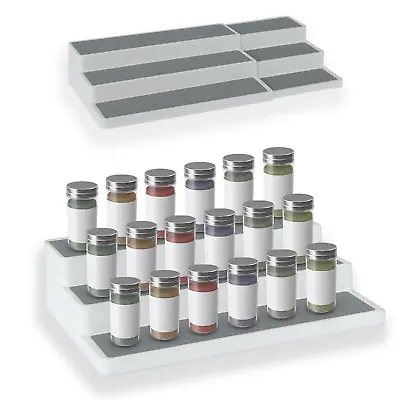 £11.75 • Buy Extendable 3 Tier Spice Rack Step Jar Tin Storage Cupboard Kitchen Organiser New