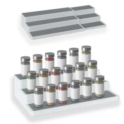 £9.95 • Buy Extendable 3 Tier Spice Rack Step Jar Tin Storage Cupboard Kitchen Organiser New