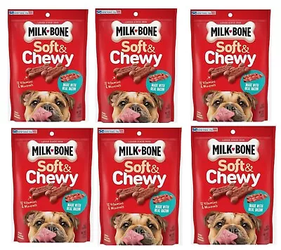 Lot Of 6 - 5.6 Ounce Milk-Bone Soft & Chewy Dog Treats Made With Real Bacon • $24.95