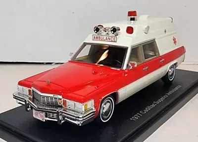 Neo Scale Models 1:43 1977 Cadillac Superior Ambulance Red/White HARD TO FIND! • $299