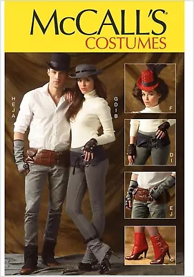 McCall's Costumes M6975 Unisex Spats Fingerless Gloves Hats Belts Steam Punk  • $27.50