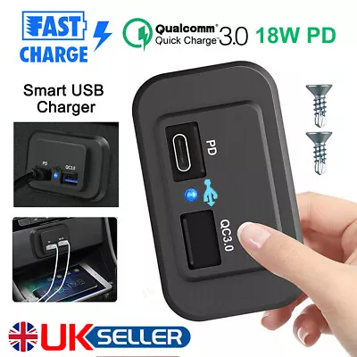 PD Type C USB Port Fast Charger Socket DC 12V Car Power Charge Outlet Panel • £6.80