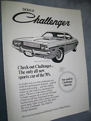 1970 Dodge Challenger RT 440 Program Car Ad-Los Angeles Orange County Dodge-rare • $19.95