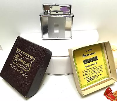 Rare Vintage Mastercraft Burshed & Polished Chrome Id Lighter Orig Box • $46.91