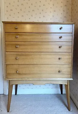 Vintage 1950s Mid-century Alfred Cox For Heals Walnut Tallboy Chest Of Drawers • £395