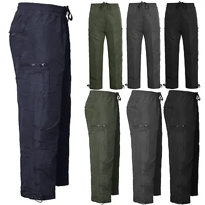 Mens Fleece Lined Thermal Trousers Winter Casual Elasticated Waist Cargo Pants • $17.39