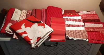 COLOR RED DESTASH Fabric Lot Yds Cotton Quilt Tonal Accent Coordinate Quilting • $30