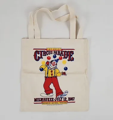 Vintage 80s Great Circus Parade Tote Bag Milwaukee Wisconsin July 1987 Clowns • $15.99