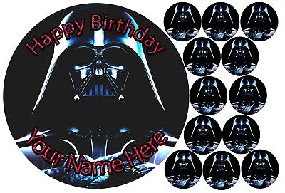 7.5  Cake Topper 12 Cupcakes Darth Vader Personal Rice PaperIcing Fondant.47 • £3.49