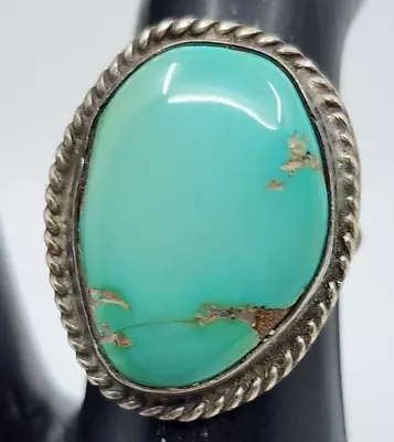 Vintage Old Pawn Native American Sterling Silver Turquoise Ring Size 7 • $63.60