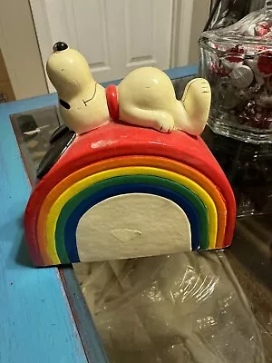 Vintage Snoopy Laying On Rainbow Coin Bank 1958-1966 • $28