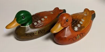 Vintage Japanese Wooden Ducks (Pair) Duck & Mallard; Hand-Painted & Stamped • $29.99