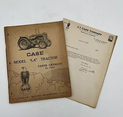 Case Model LA Tractor Parts Catalog D210 With Supplement 1948 JI Case Letterhead • $99.93