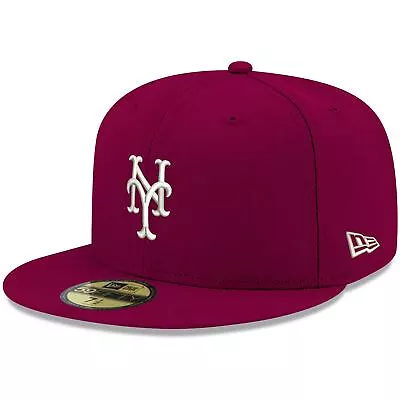 Men's New Era Cardinal New York Mets White Logo 59FIFTY Fitted Hat • $31.49