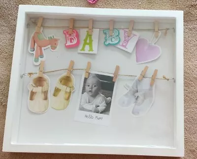 Baby Souvenir Photo Frame. White. New In Wrapping. Hook On Back. 30 Cm X 35 Cm • £2.99