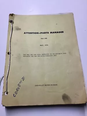 GM Corvette Parts Manager  Catalog 1953-1974 Corvette 5/74 • $39