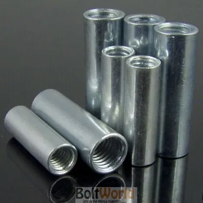 £43.33 • Buy Threaded Sleeve Rod Bar Stud Round Connector Nut Bright Zinc Long Nuts M4 To M20