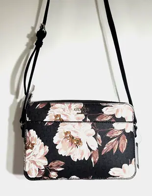 $61.20 • Buy New Floral Black GUESS Purse Hand Flower Coal Kalei Mini Crossbody Shoulder Bag