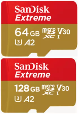 Sandisk 64gb 128gb Extreme Micro Sd  Sdxc U3 4k A2 Class 10 Card 190mb/s  • £9.99