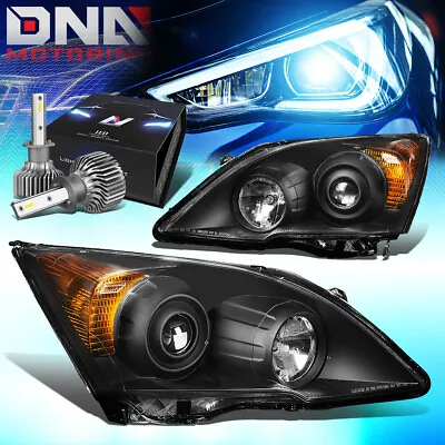 For 2007-2011 Honda Crv Black Housing Projector Headlights W/led Kit Slim Style • $191.98