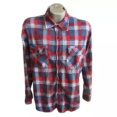 Vintage Mens Flannel Shirt Large 1990's Lumberjack Skater Punk Worn In Red/Blue • $16.50