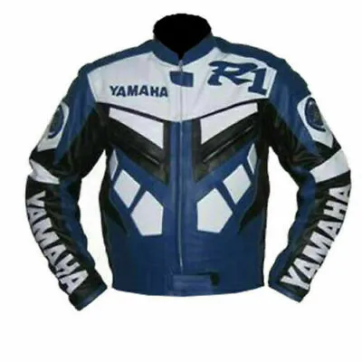 Yamaha R1 Blue Motorbike Motorcycle Cowhide Leather Ce Armoured Protected Jacket • £144.99