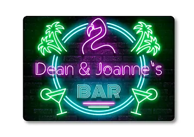 Personalised Bar Sign METAL Plaque Eighties Neon Cocktail Style. Home Pub 80s  • £9.89