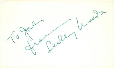 Lesley Woods Actress Benny Hill Show Signed 3  X 5  Index Card • $79