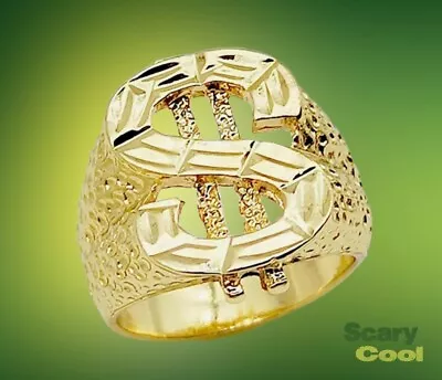 New Money Sign Gold Men Gothic Rapper Biker Ring • $11.95