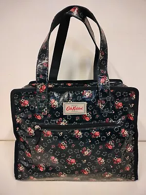 Cath Kidston Navy Blue Floral Oilcloth Tote Bag • £15