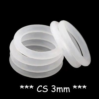 £1.55 • Buy Food Grade O-Ring 3mm Cross Section Clear Silicone Rubber O Rings Various Size