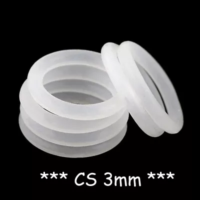 Food Grade O-Ring 3mm Cross Section Clear Silicone Rubber O Rings Various Size • £3.11