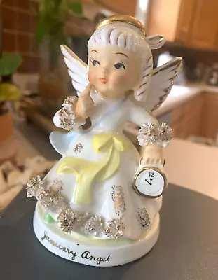 Vintage Napco January Ceramic Birthday Angel New Years Eve Made In Japan 1950's • $21.99