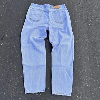 Lee Vintage '80s Distressed Faded Denim Blue Jeans Green Lee Tab 38x32 • $8