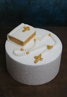 1st Holy Communion Or Christening Edible Handmade Bible And Rosary Cake Toppers • £25.99