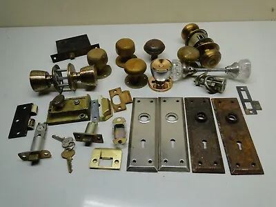 Antique Door Knobs Handles Back Plates Keys Lock Vintage • $34.99