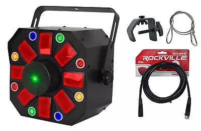 Eliminator Furious Three RG LED DMX Moonflower/Laser Effect Light+Cables+Clamp • $199.99