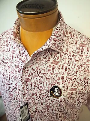 Johnnie-O Maroon Tailgater Performance Fabric Seminole Logo Polo Shirt NWT M $98 • $75